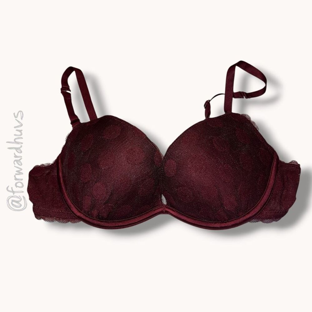 Aerie Emma Style Burgundy Polka Dot Underwire Bra  –  Size 32B